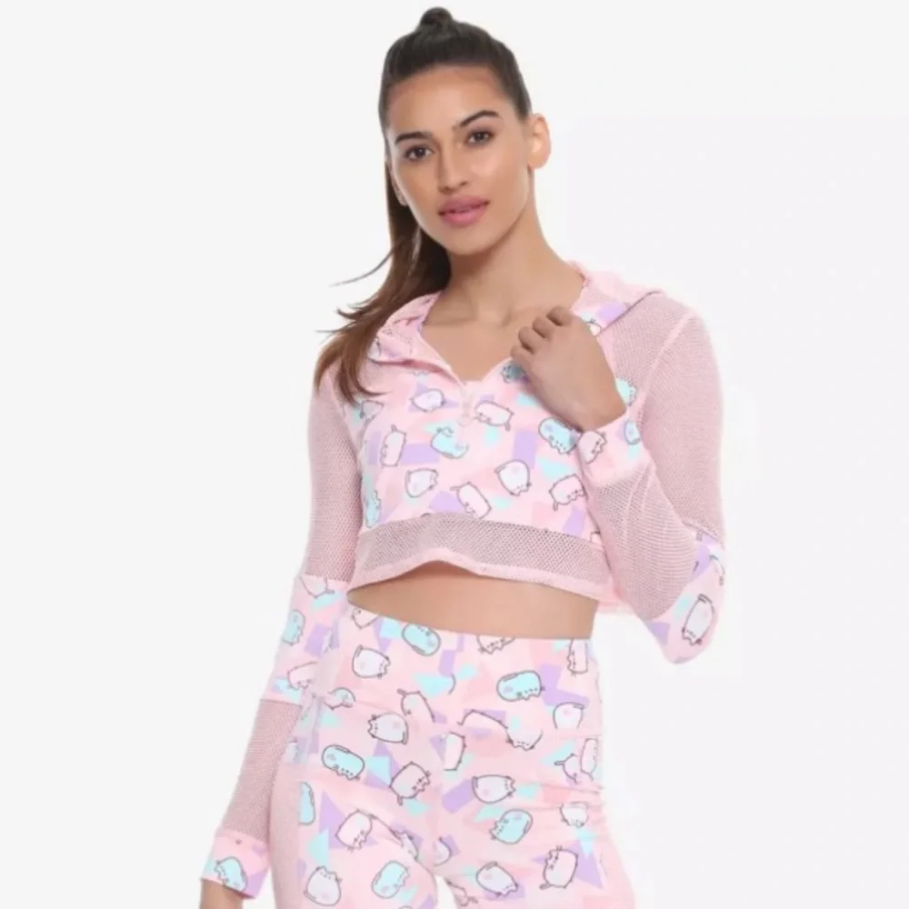 Pusheen Activewear Crop Jacket Zippered With Mesh Panels Size Medium - Picture 2 of 9